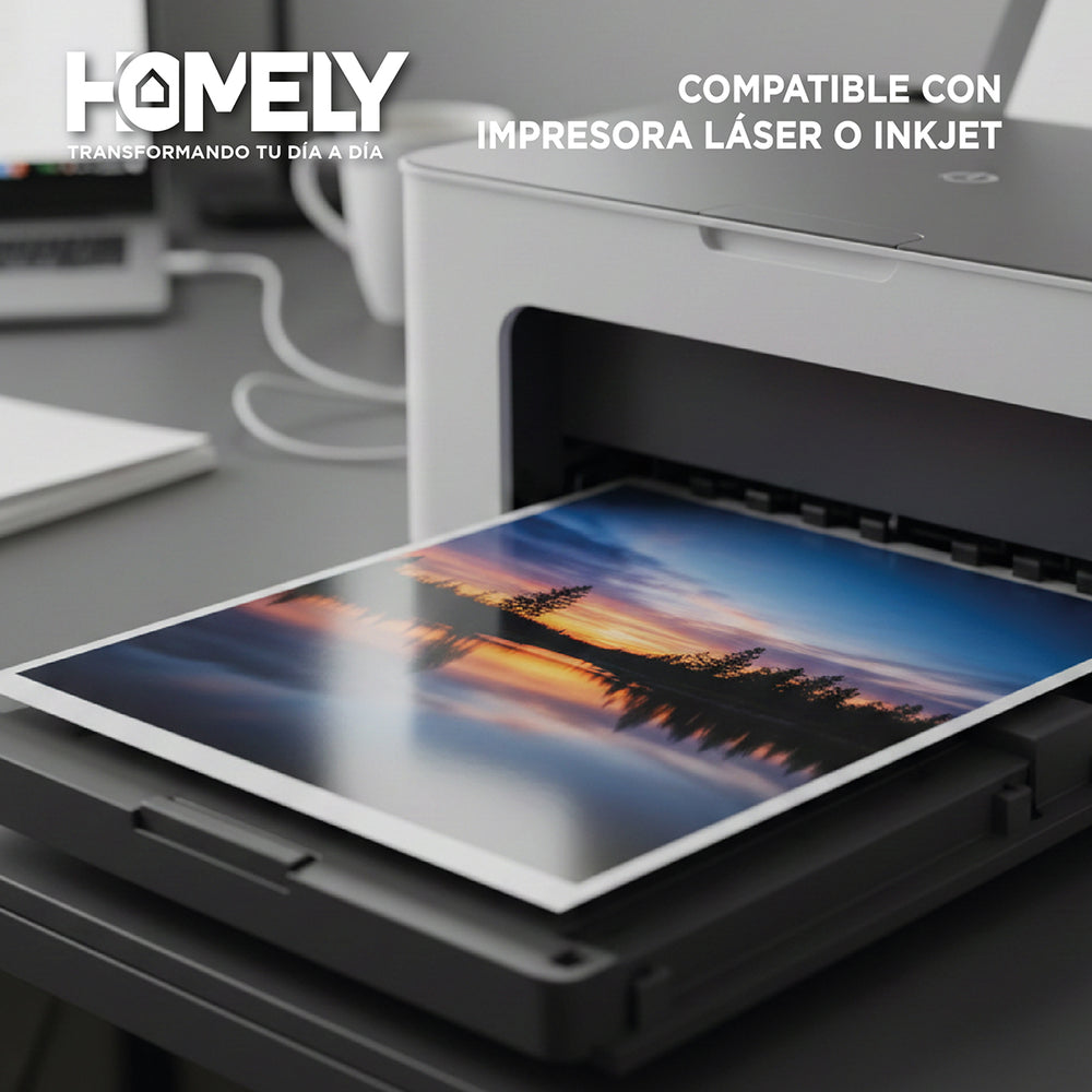 Papel Fotografico Doble Faz Glossy A4 180g Homely 100 Hojas Blanco
