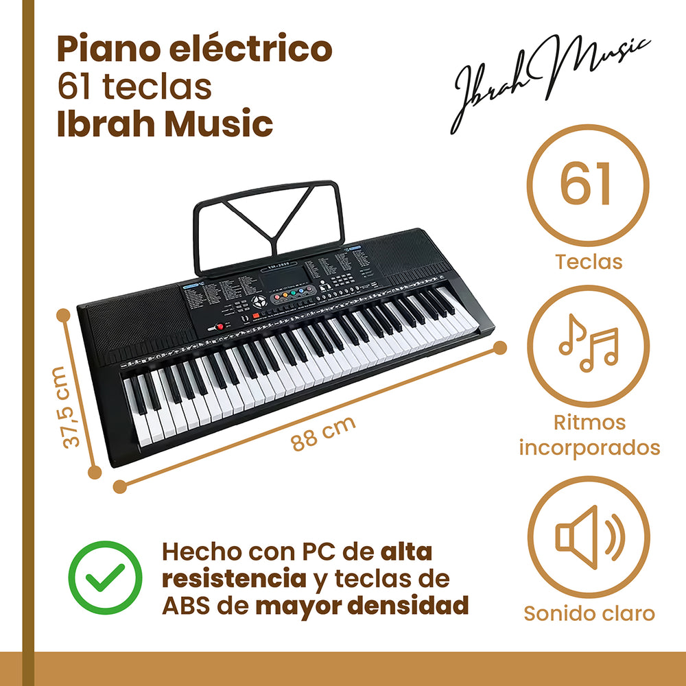 Piano Eléctrico Yongmei 61 Teclas Teclado Musical USB