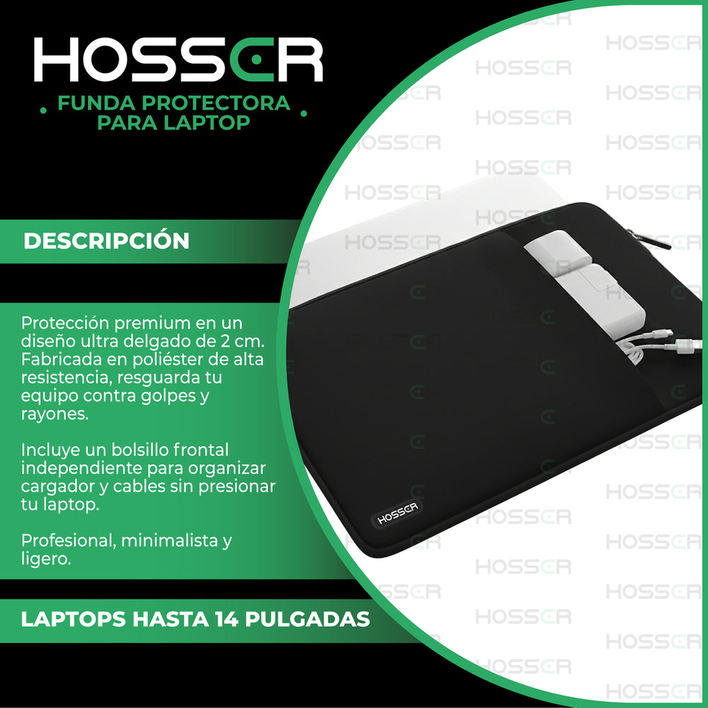 Funda Notebook 13 - 14 Pulgadas Hosser Bolsa Protectora Laptop Portatil Negro - Default Title