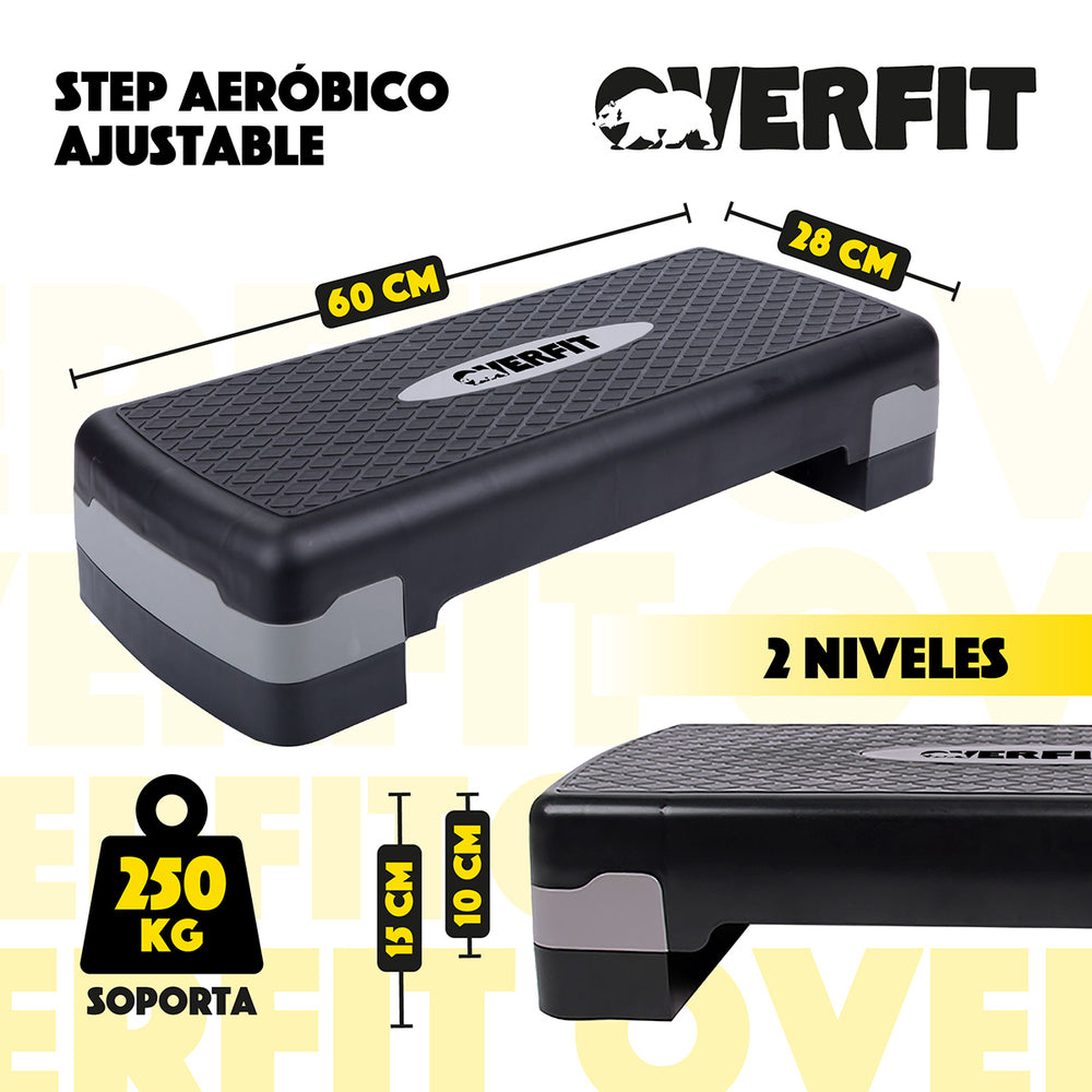 Step Aeróbico Ajustable 2 Niveles Antideslizante Overfit