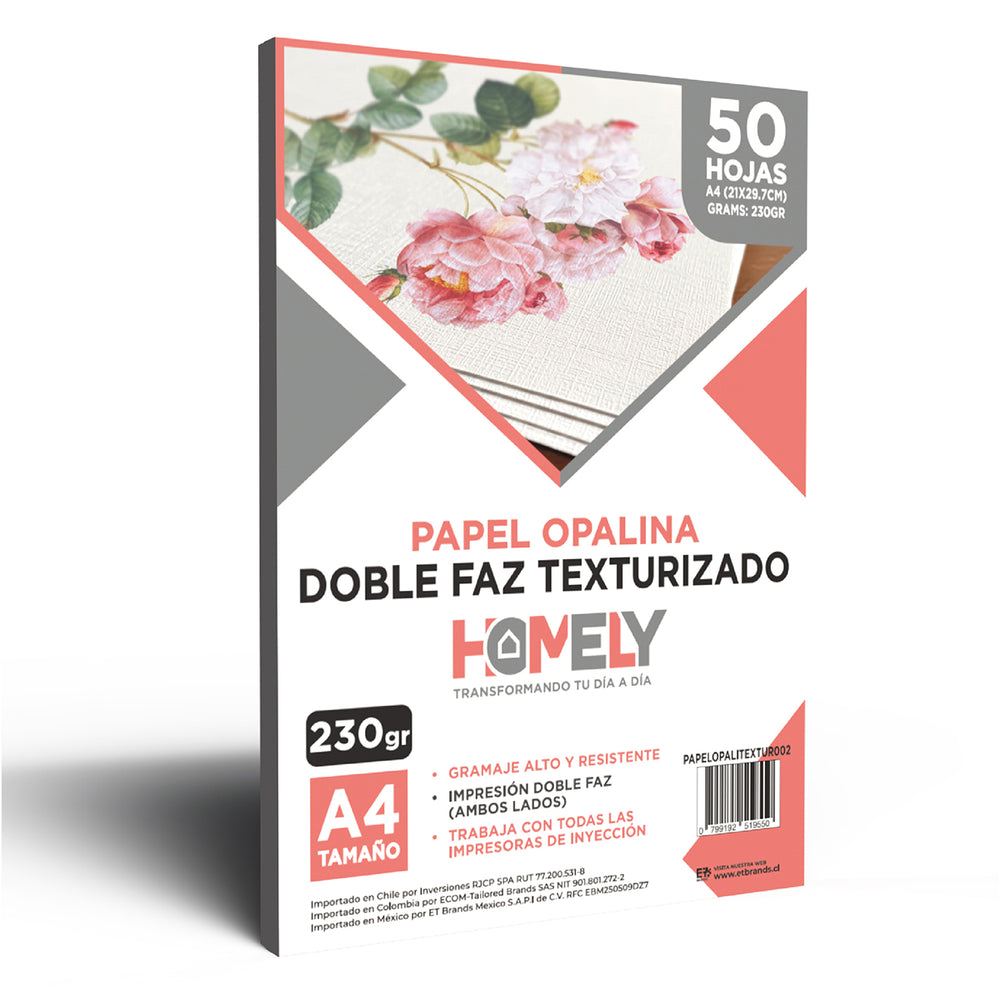 Papel Opalina Texturizada A4 230 Gramos Homely 50 Hojas