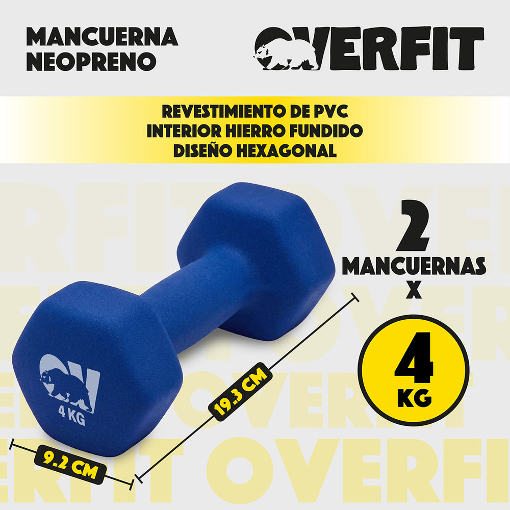 Kit X2 Mancuernas 4kg Neopreno Overfit - Vista 2