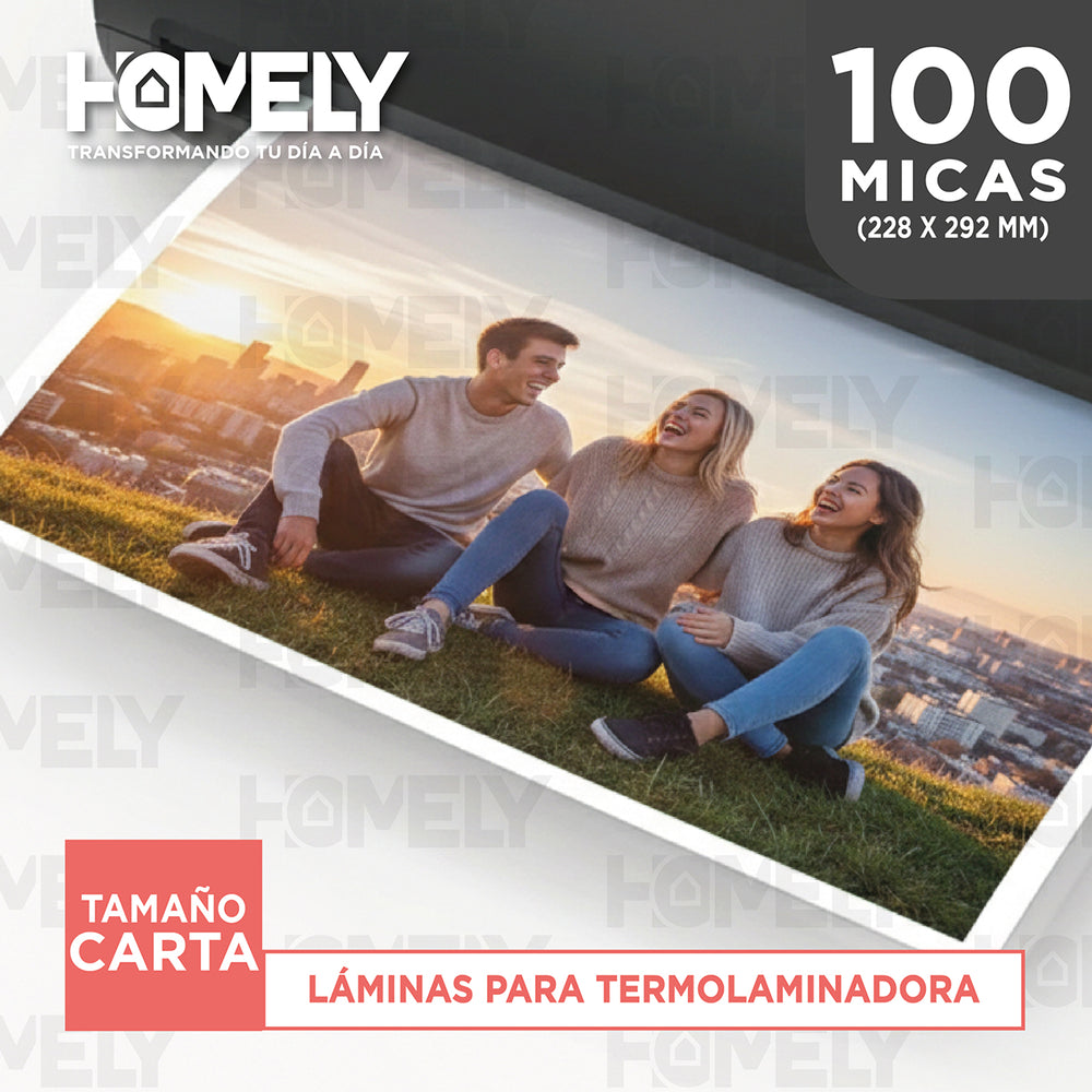 Laminas Para Termolaminadora Tamaño Carta 100 Micas 125 Micrones Homely Plastificadora - Default Title