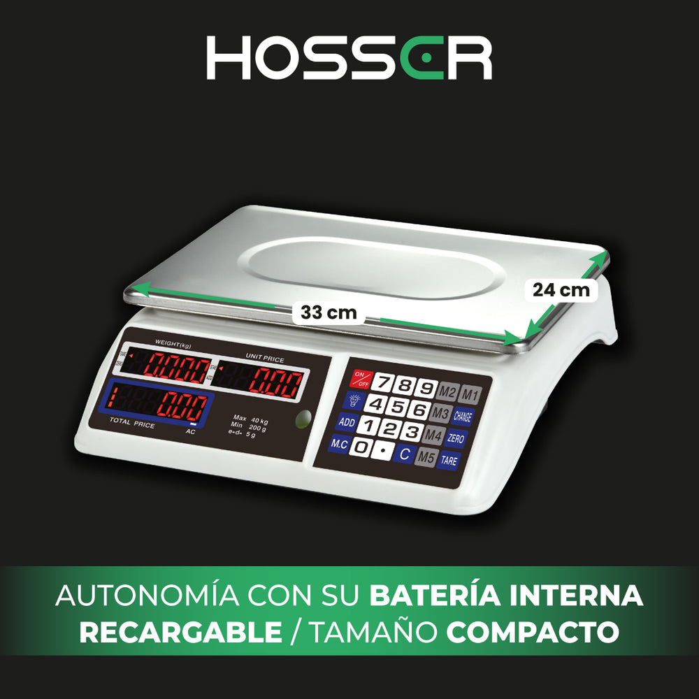 Balanza Digital Kasser Pesa 40 kilos Comercial Recargable