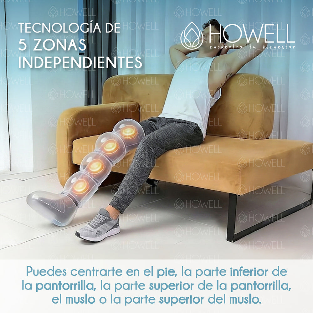 Masajeador Piernas Bota Compresion Howell Inalambrico