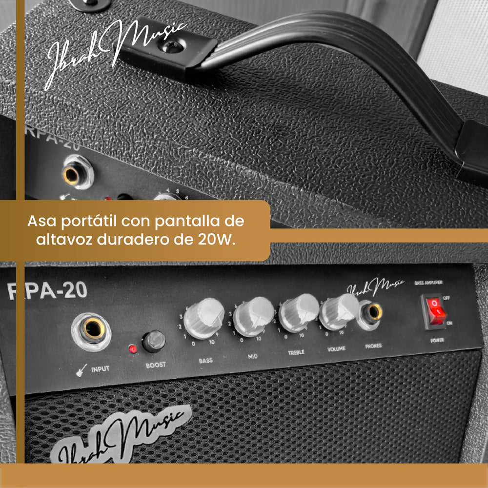 Amplificador Bajo Electrico Ibrah Music 20w Rpa-20 + Boost