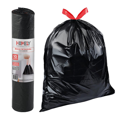 Bolsas Basura 75x90cm Con Cordon 10U Homely 100L Resistente