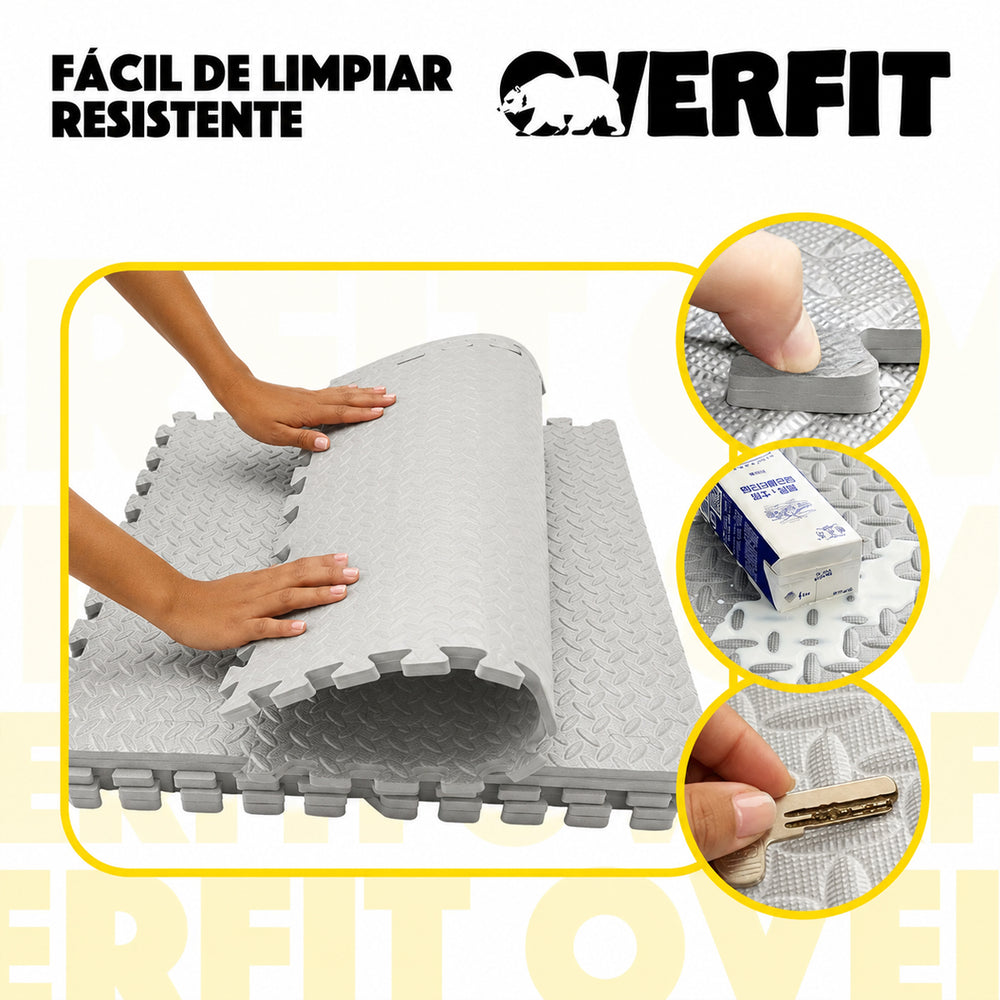 Piso Goma Eva Gimansio Overfit 60x60cm 8un Gris