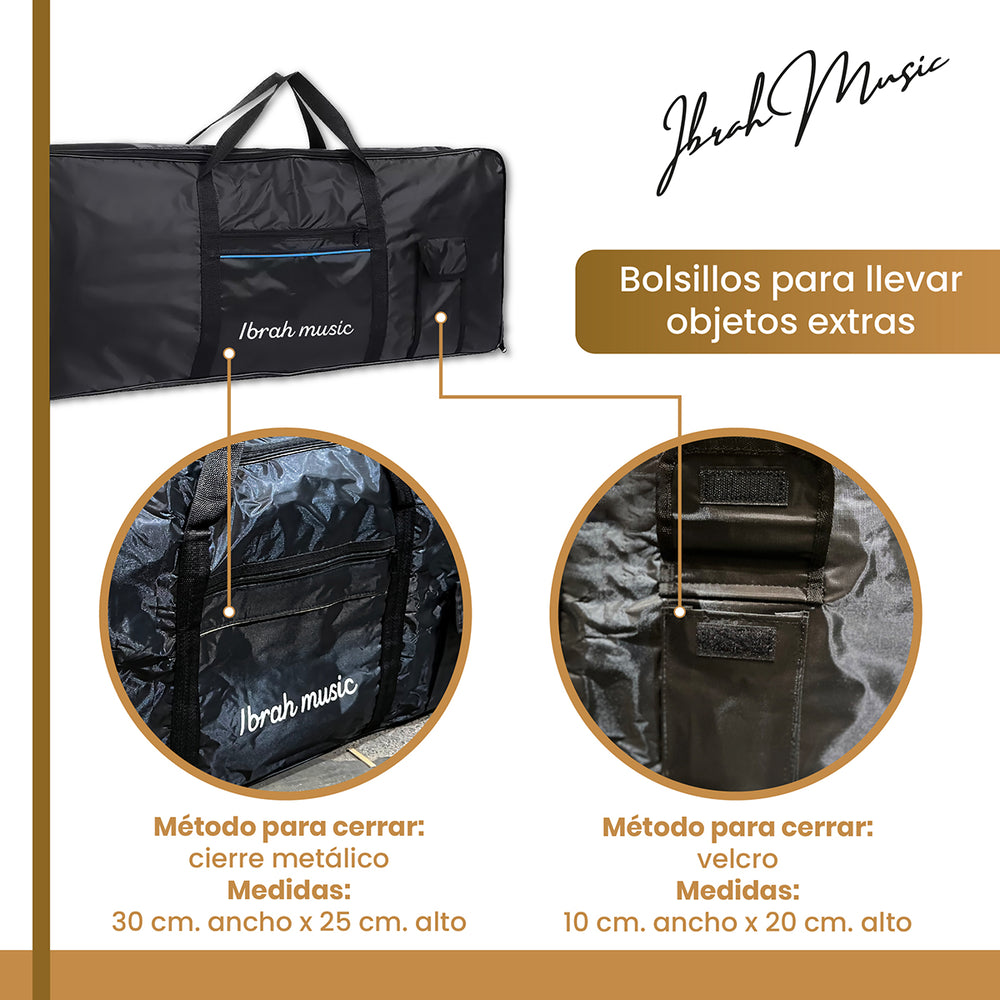 Funda Teclado 61 Teclas Ibrah Music Impermeable Acolchonado