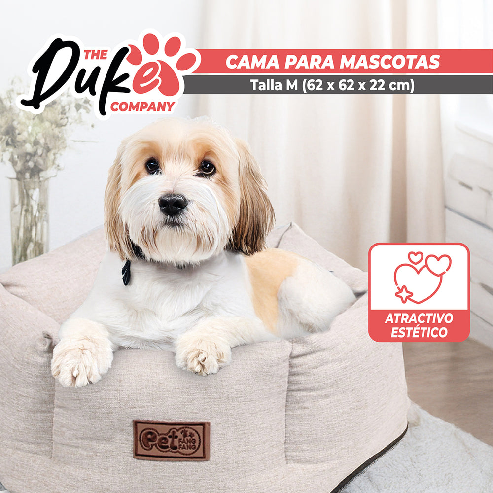 Cama de perro talla M The Duke Company 62 x 62 x 22 cm beige