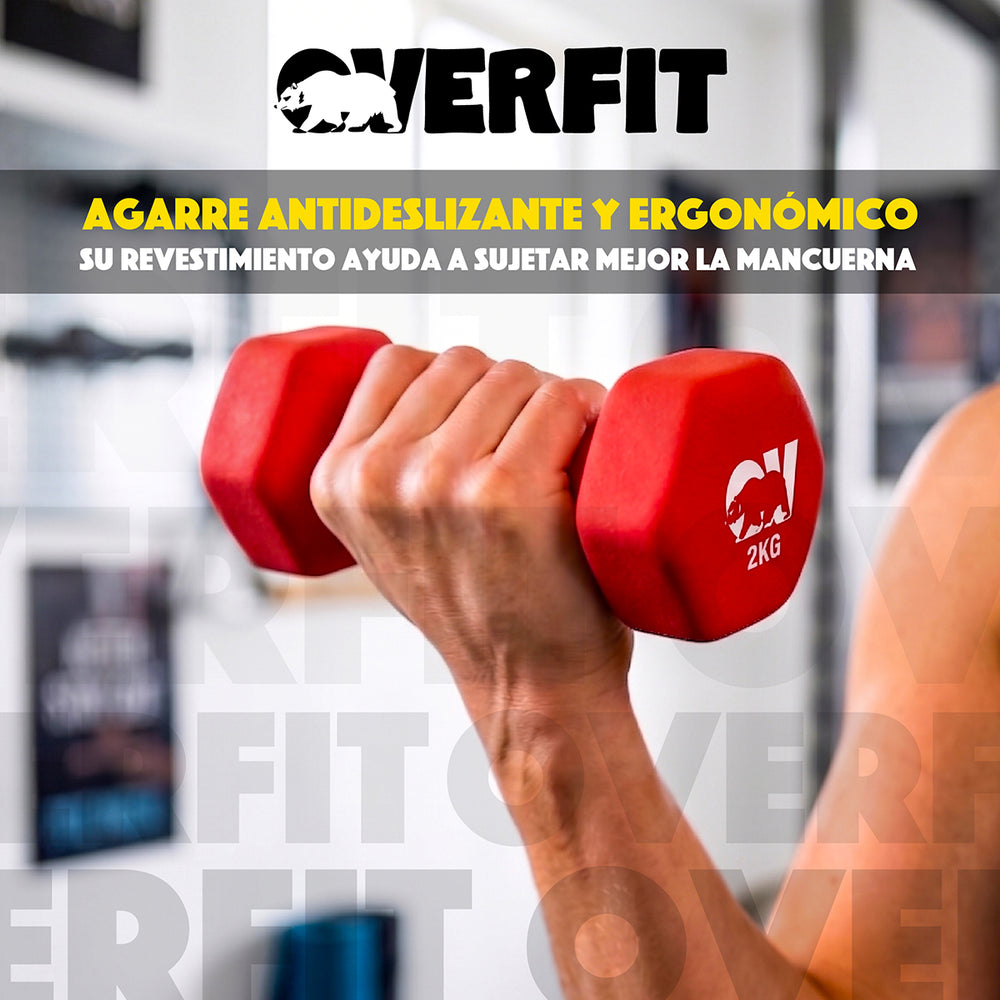 Mancuernas neopreno 2kg - recubrimiento antideslizante