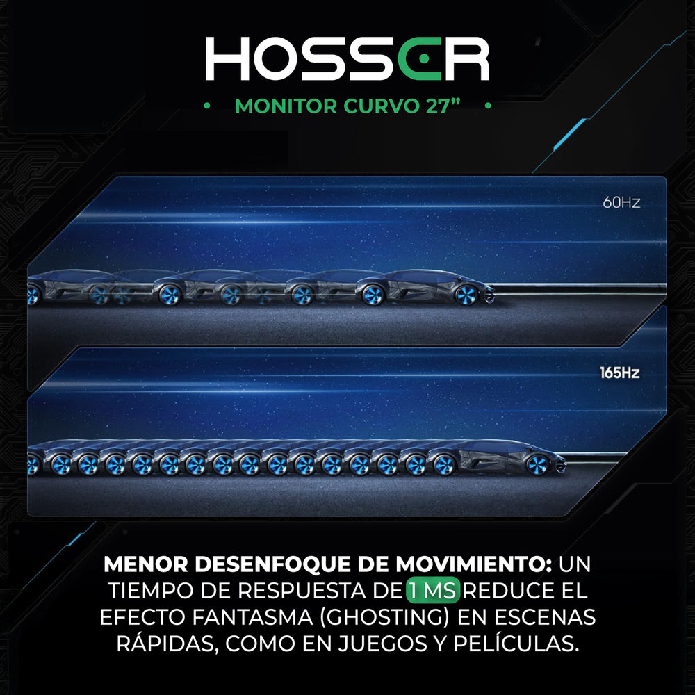 Monitor Gamer Curvo 27" Hosser Fhd 165Hz Gaming Freesync 1ms