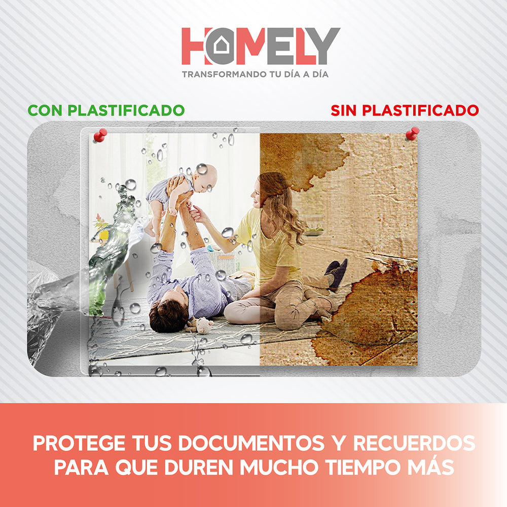Laminas Para Termolaminadora Tamaño Carta 100 Micas 125 Micrones Homely Plastificadora - Default Title