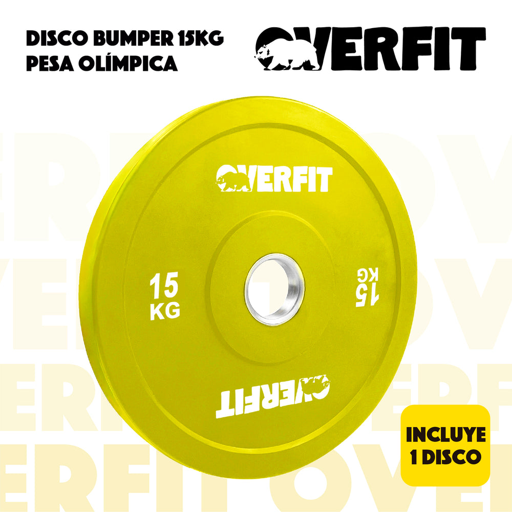 Disco Pesa Olimpica Goma Overfit 15kg Antideslizante