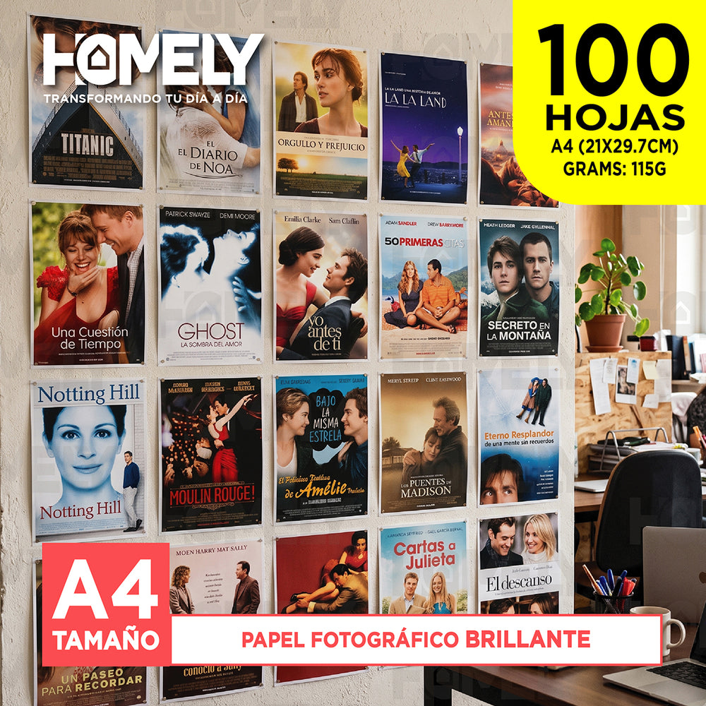 Papel fográfico brillante 100 hojas A4 115 g