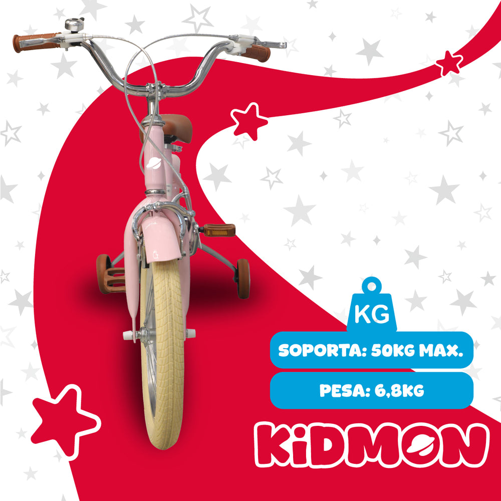 Bicicleta Infantil Aro 16 Kidmon Ruedas de Aprendizaje Niña