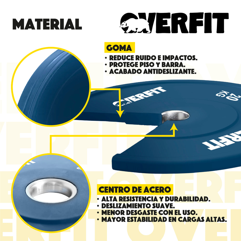 Disco Pesa Olimpica Goma Overfit 20kg Antideslizante