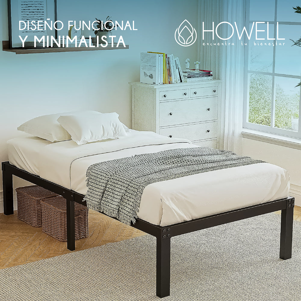 Base cama 1 plaza Howell 190x90x30 Acero Soporta 250kg