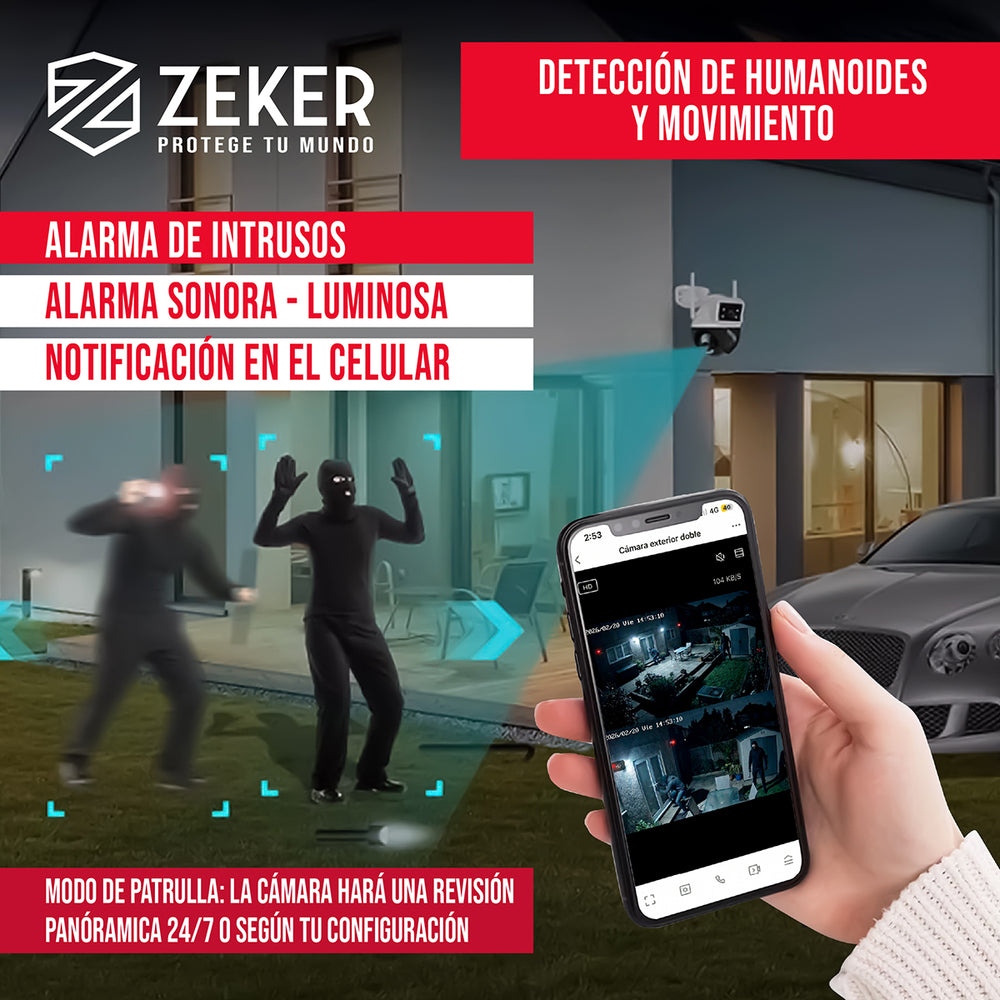 Camara de Seguridad Domo Zeker 4MP 2.4G Wifi Impermeable