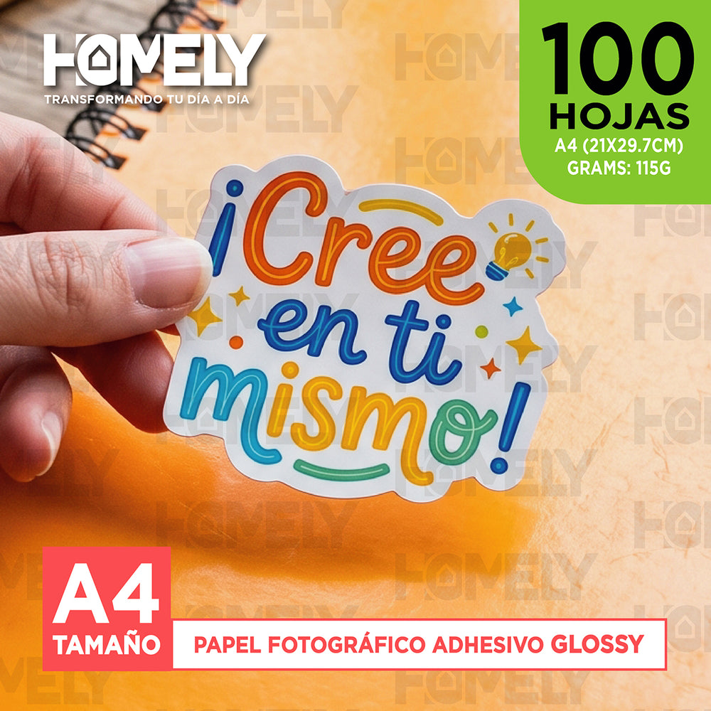 Papel fotográfico adhesivo impresión 115g 100 hojas