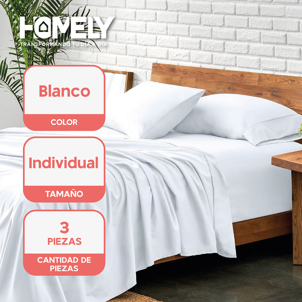 Juego de sabanas 1 Plaza Homely 100 GSM Suave 4 Piezas