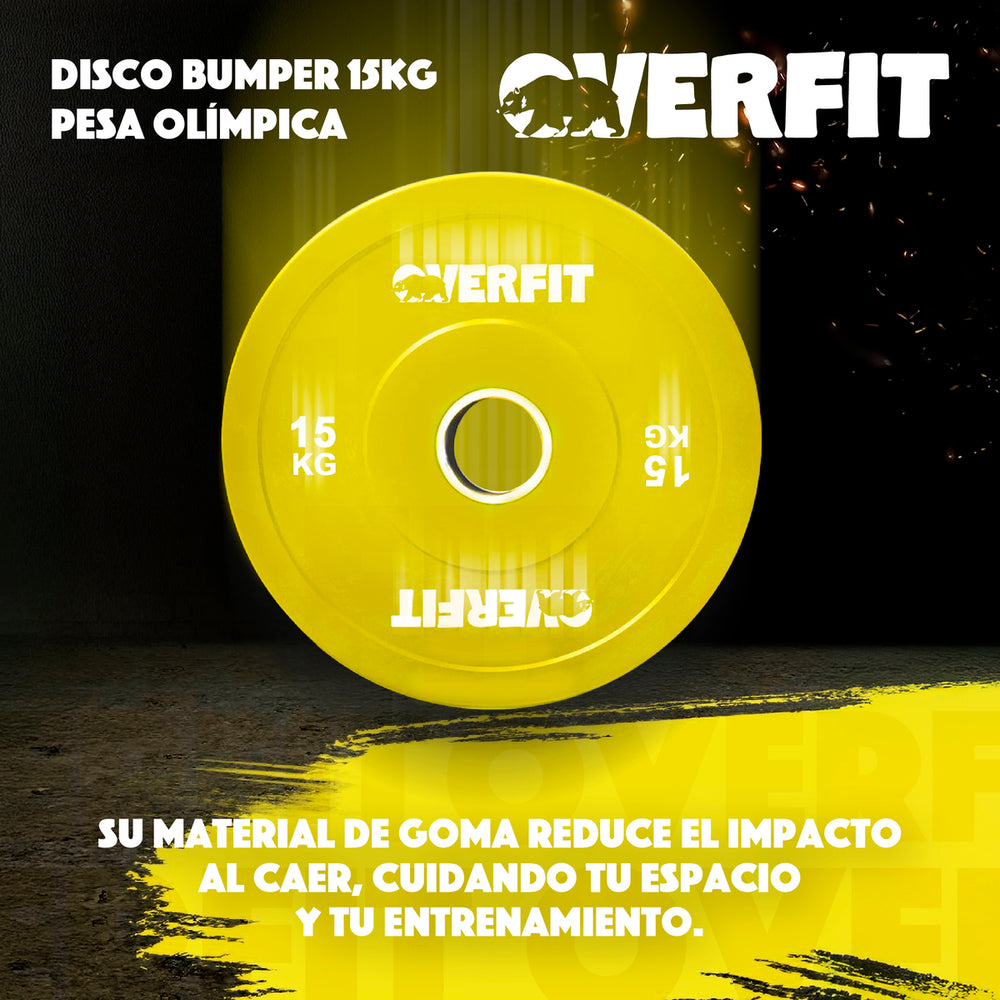 Disco Pesa Olimpica Goma Overfit 15kg Antideslizante