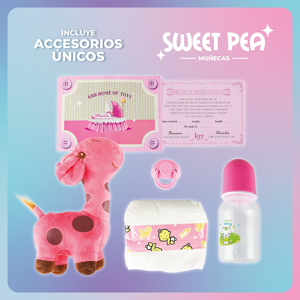 Bebe Reborn Ricitos D Oro Sweet Pea Muñec Real Silicona 60cm