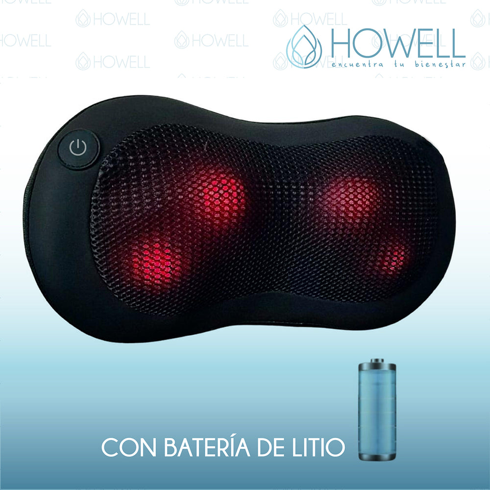 Cojín Masajeador Inalámbrico Howell Almohada Masaje Calor
