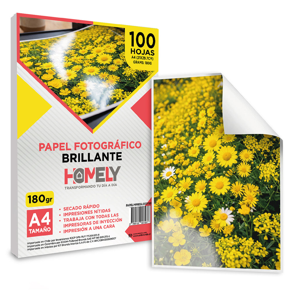 Papel fográfico brillante 100 hojas A4 180 g