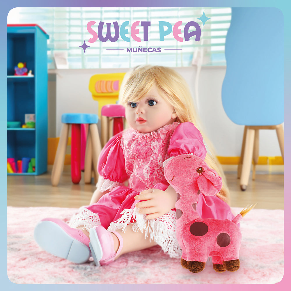 Bebe Reborn Ricitos D Oro Sweet Pea Muñec Real Silicona 60cm