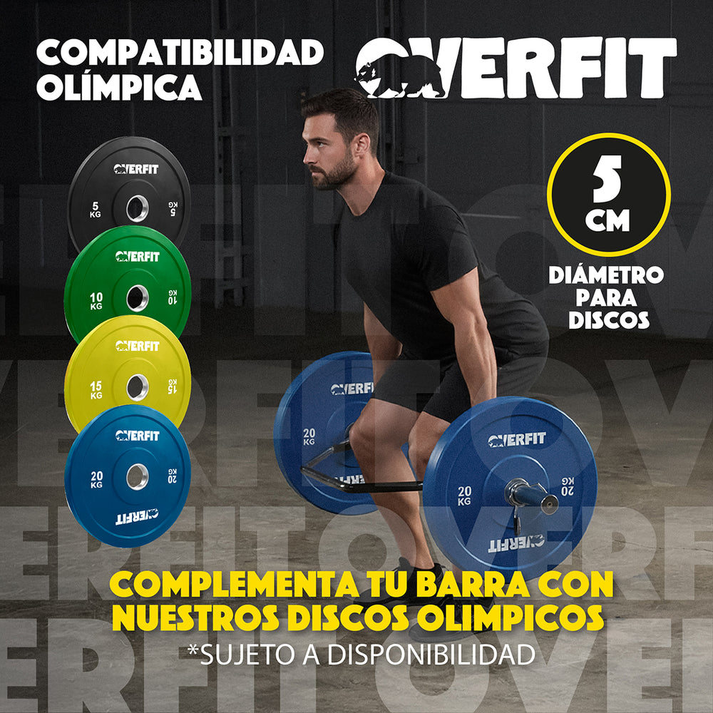 Barra Olimpica Hexagonal 23kg Overfit Acero Peso Muerto