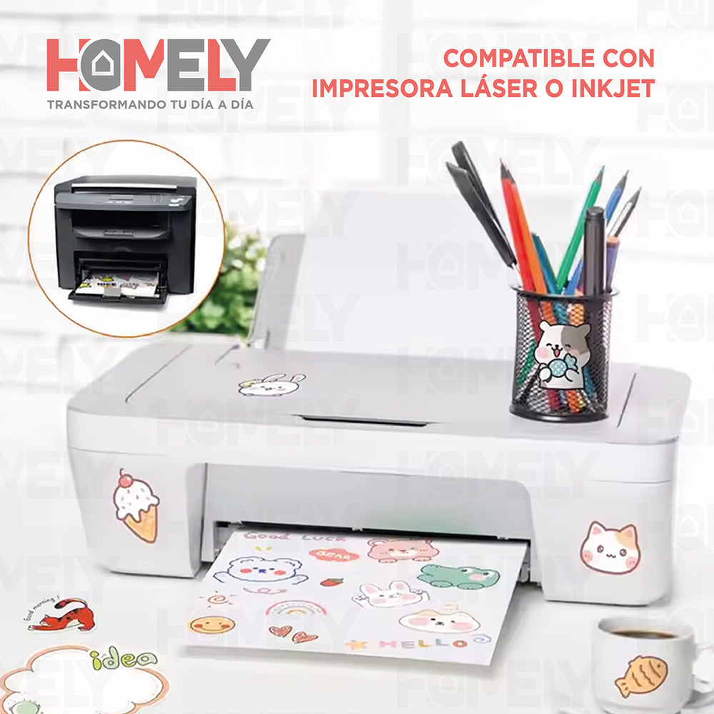 Papel Fotografico Glossy Adhesivo A4 135 Grs Homely 100 Hoja