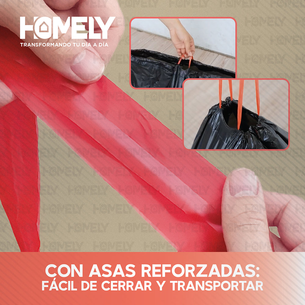 Bolsas Basura 75x90cm Con Cordon 50U Homely 100L Resistente