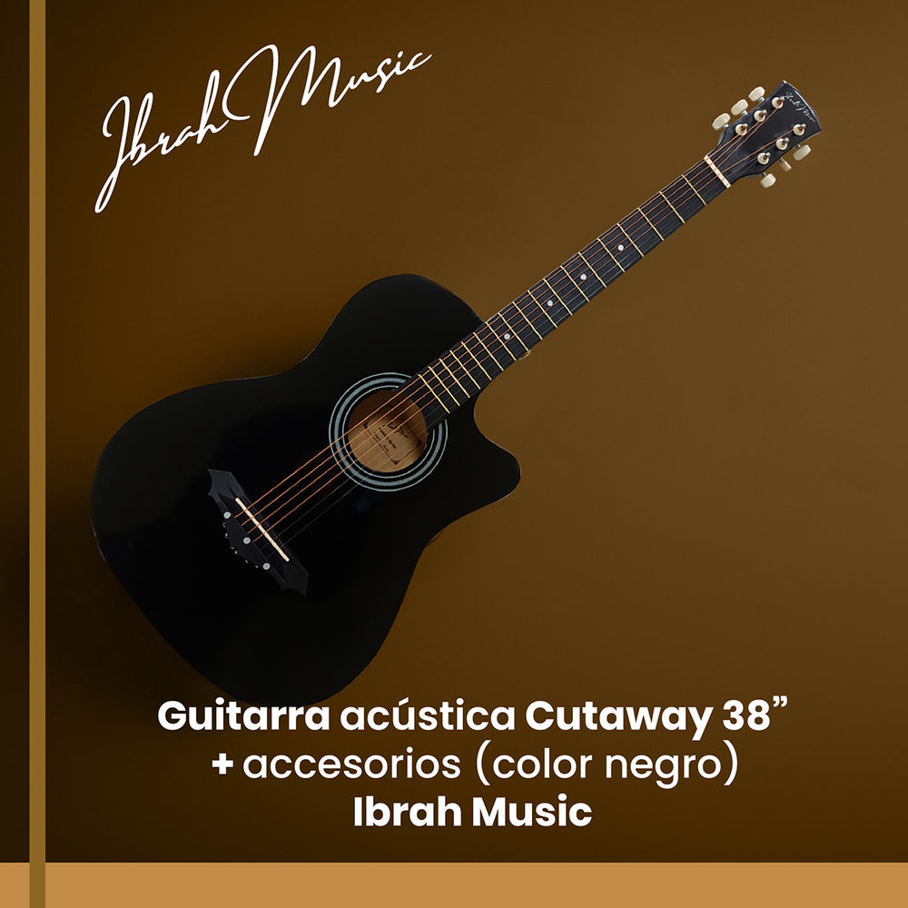 Guitarra Acustica Cutaway Ibrah Music 38 plgds + accesorios