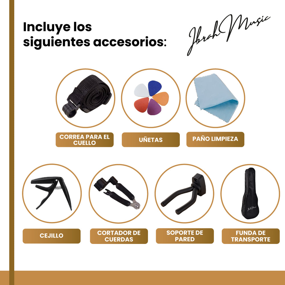 Ukelele Caoba Soprano Concierto Ibrah Music + Accesorios