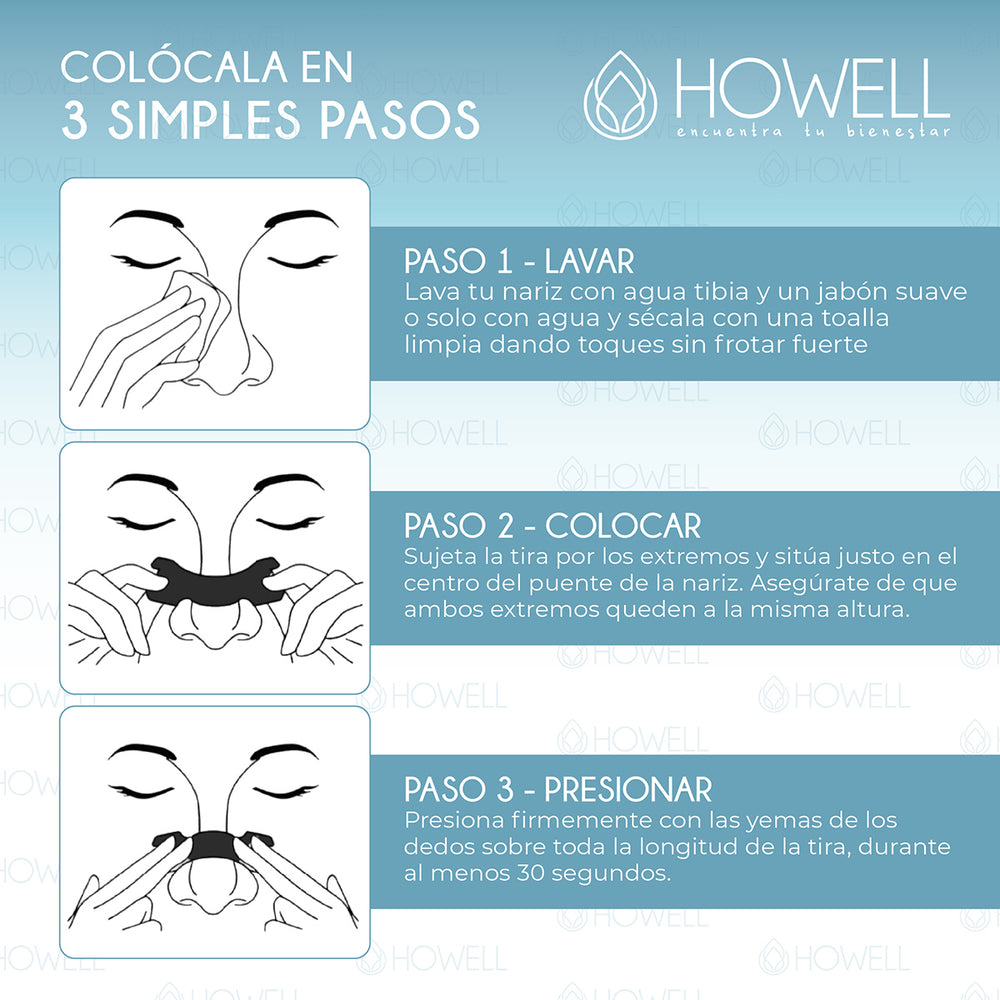 Tiras Nasales Howell Dilatador Nasal 30 Unidades Negro