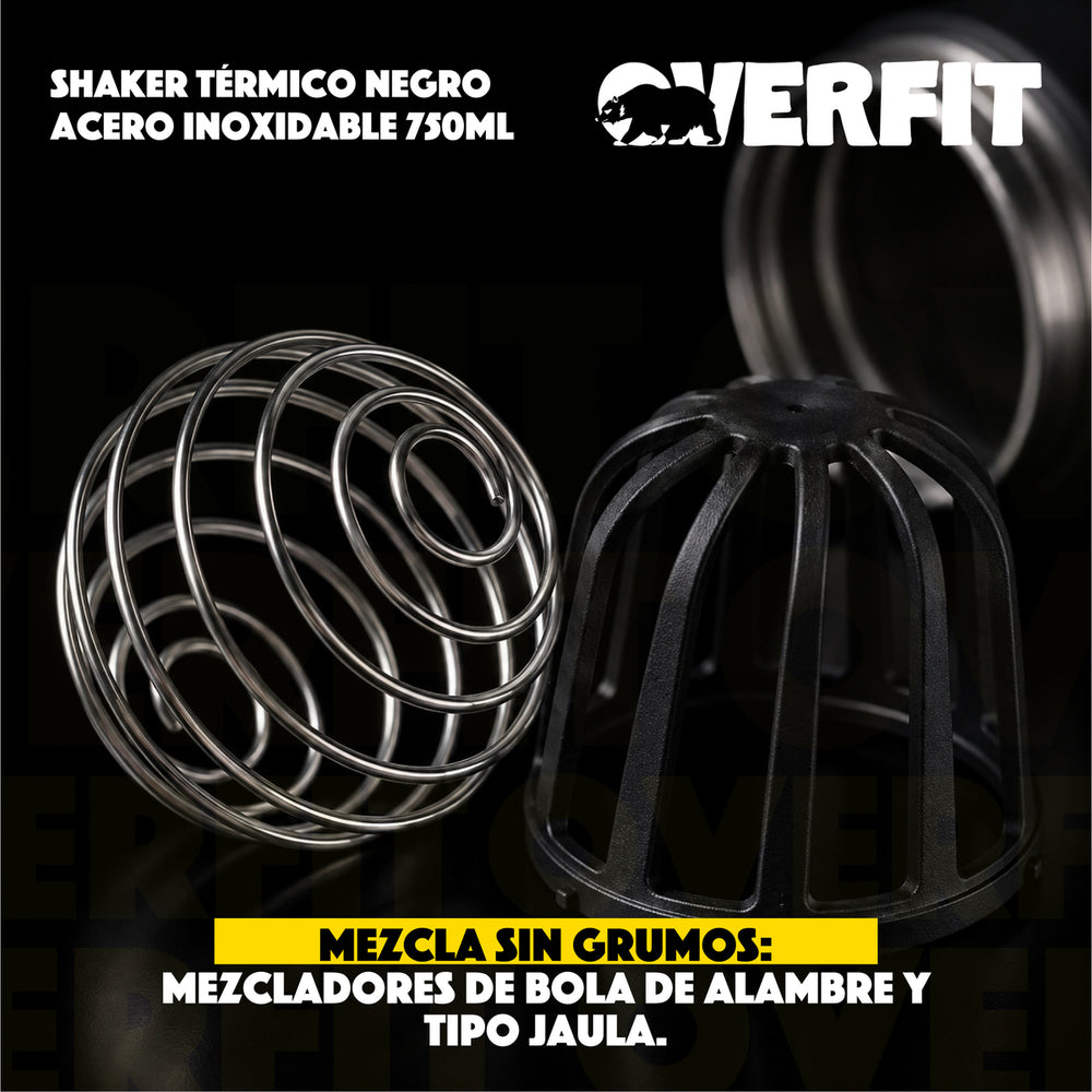 Shaker Termo proteina 750 ml mezclador negro