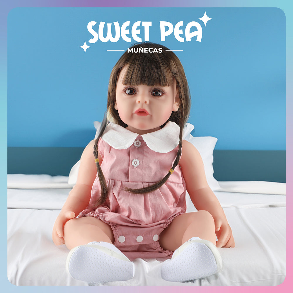 Bebe Reborn Vestido Rosado Sweet Pea Realista Silicona 55 Cm