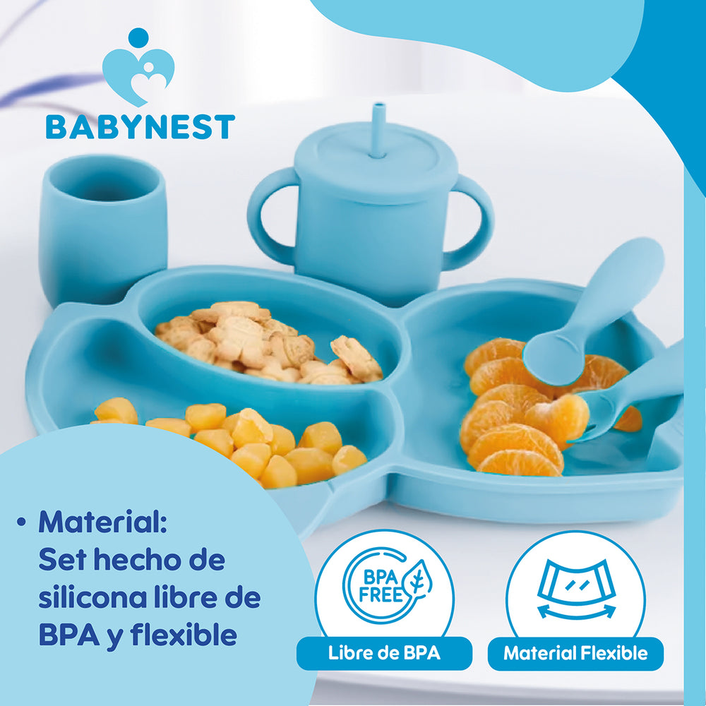 Set Alimentacion Silicona Bebe 10P Antideslizante BabyNest