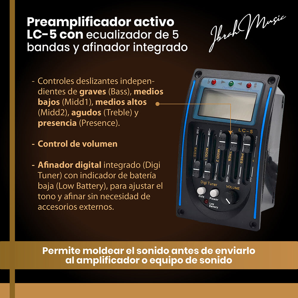 Guitarra Electroacústica 41" Café con EQ + Accesorios