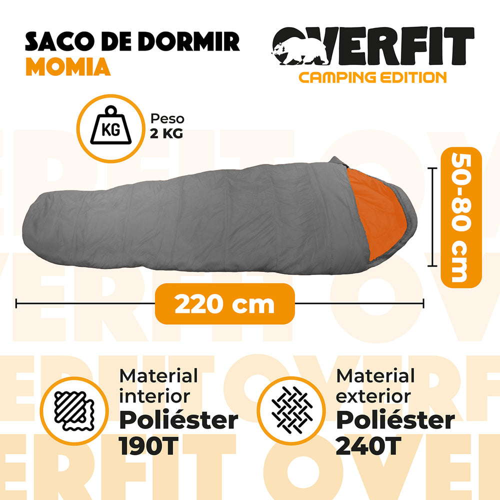 Saco de Dormir Termico 0 a 15 Grados Momia Overfit Camping