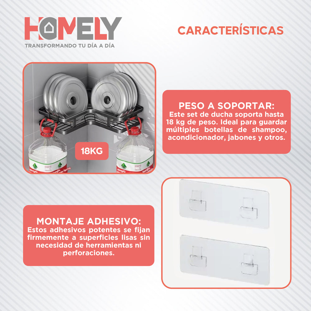 Organizador de ducha acero inoxidable Homely Set X7