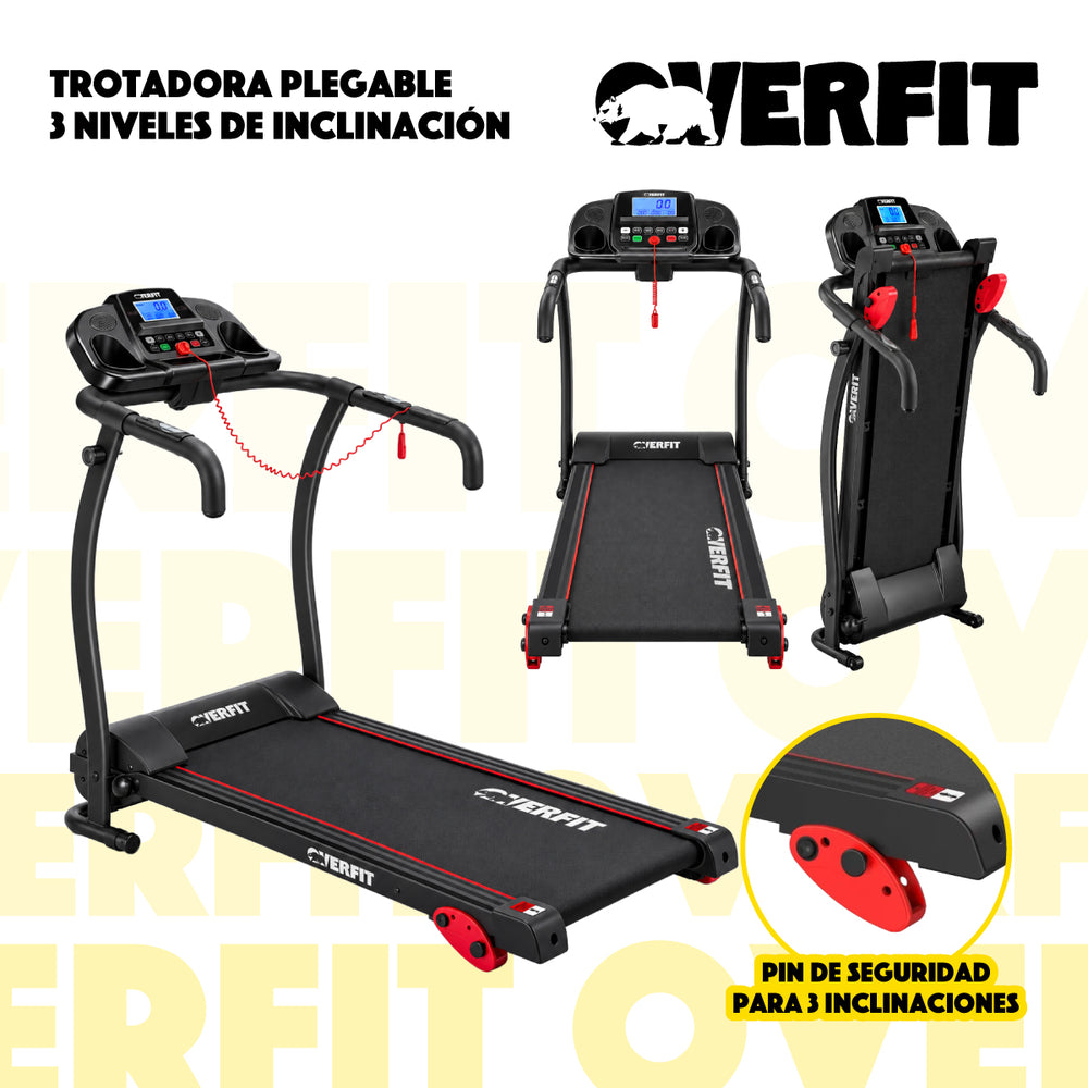 Trotadora 1 Hp Overfit Plegable 12Km 3 niveles Inclinacion