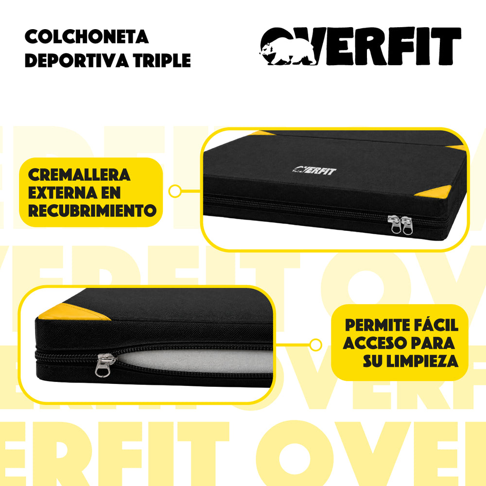 Colchoneta Deportiva Triple Overfit Ejercicios Plegable