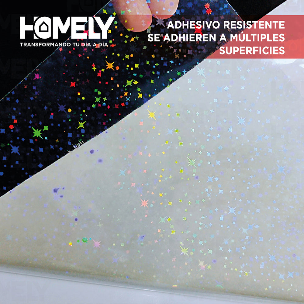 Papel Laminado Frio Holografico Adhesivo A4 Homely 18 Hojas Blanco