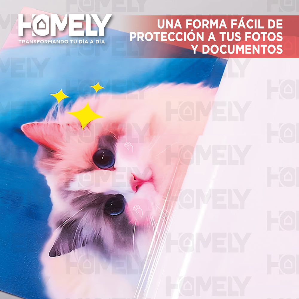 Papel Laminado Frio Adhesivo Transparente A4 Homely 50 Hojas