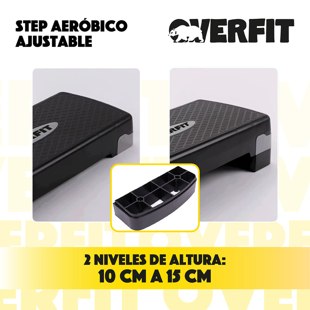 Step Aeróbico Ajustable 2 Niveles Antideslizante Overfit