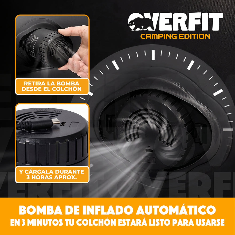 Colchón Inflable Electrico Individual Overfit Bomba Portatil