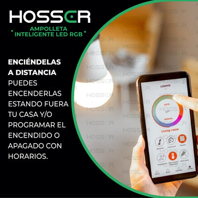Ampolletas Led E27 Hosser Inteligente Led 9W RGB Alexa Google App Tuya