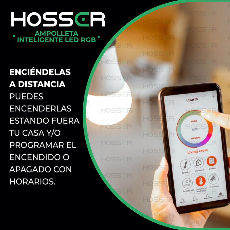Ampolletas Led E27 Hosser Inteligente Led 9W RGB Alexa Google App Tuya